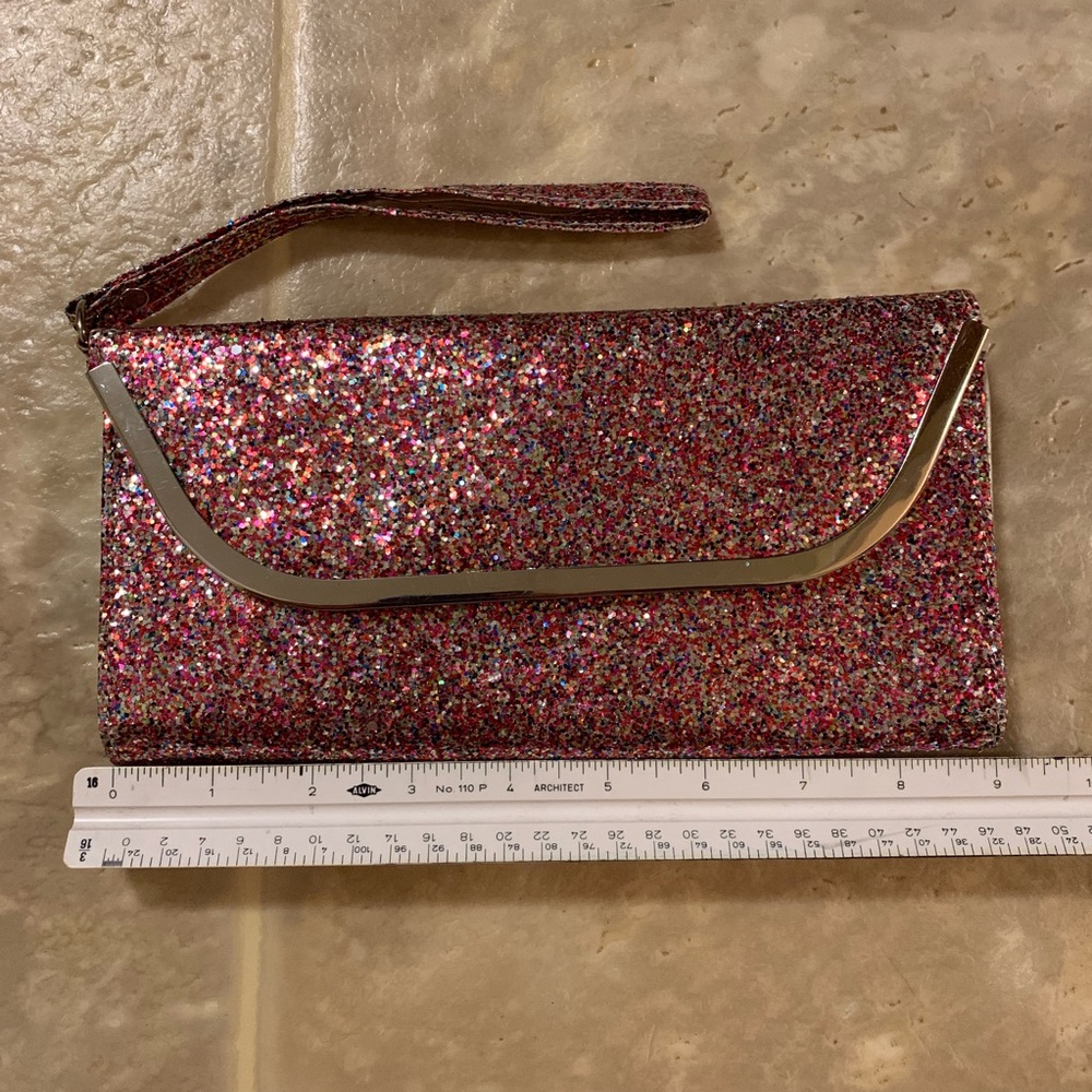 Charlotte Russe multi-colored glitter wristlet